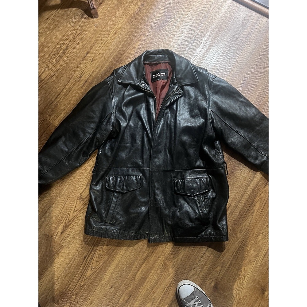 Wilson's Black Leather Jacket XL Heavy‎ , No Belt